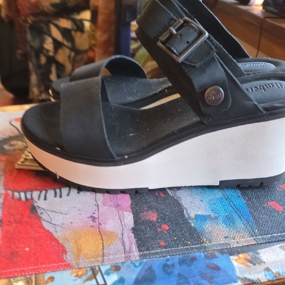 Timberland Black and White Platform Mules - Picture 4 of 6